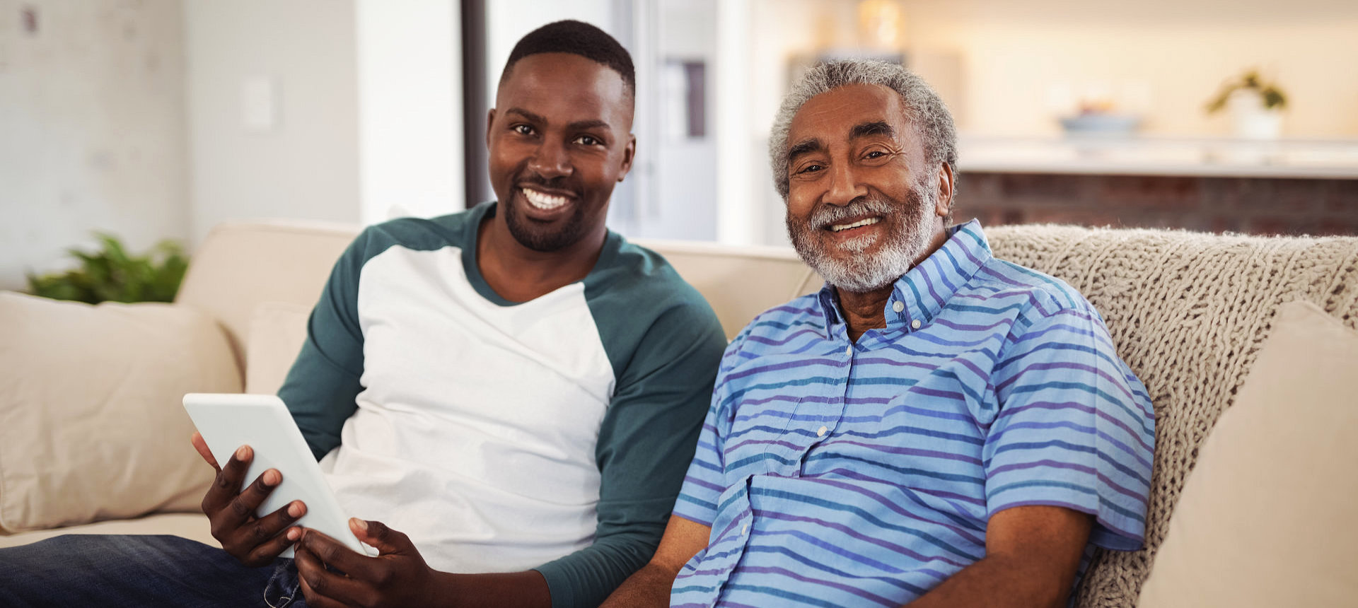 two men smiling